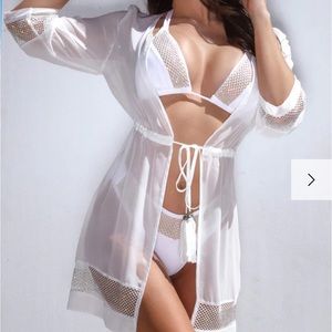 Angel crystal stripe white cover up dolcessa